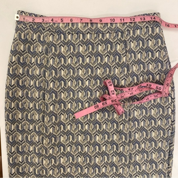 Anthropologie || Maeve Emmy Textured Pencil Skirt Geometric Blue Medium - Picture 8 of 8